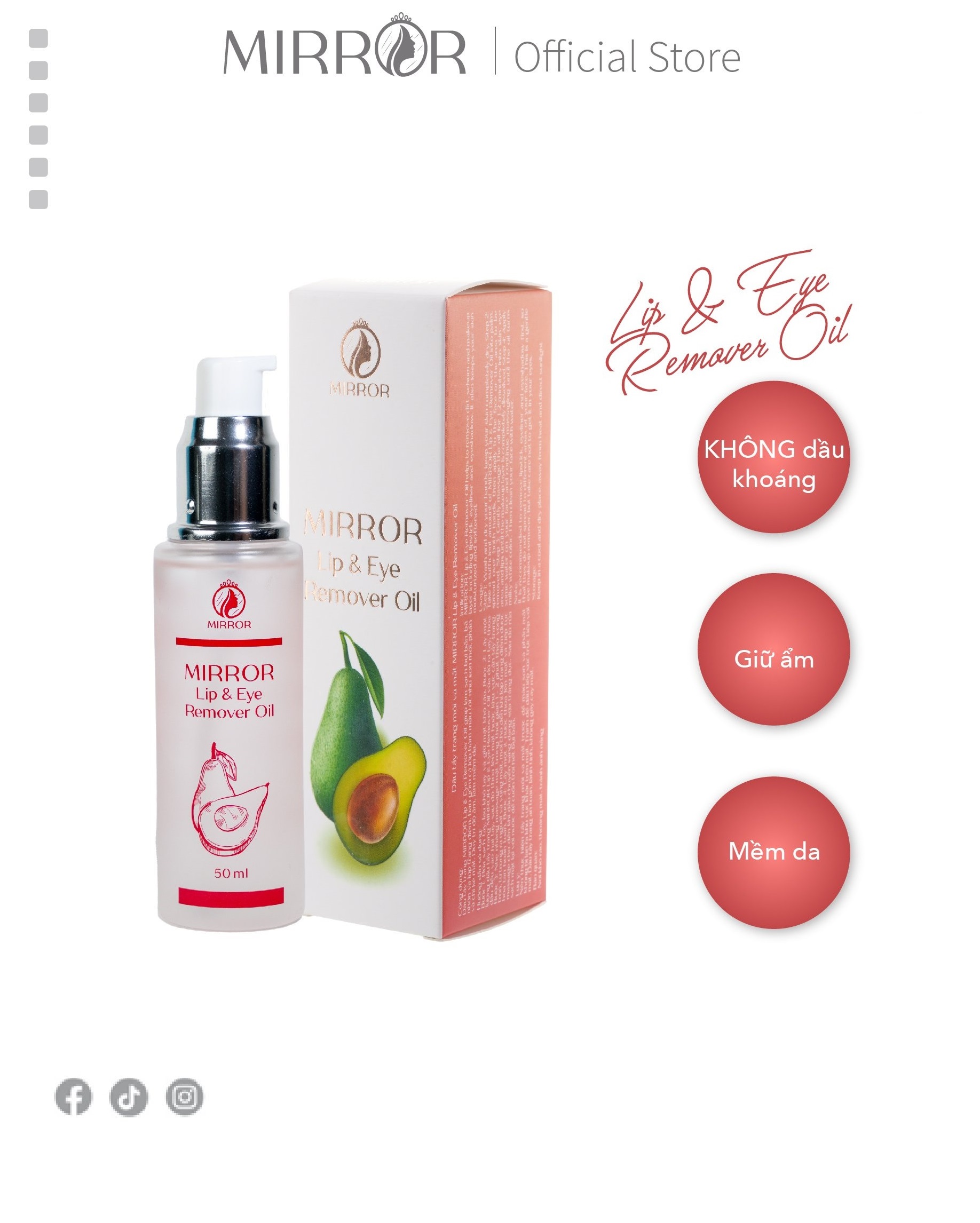 Dầu tẩy trang môi và mắt MIRROR Lip & Eye Remover Oil 50ml