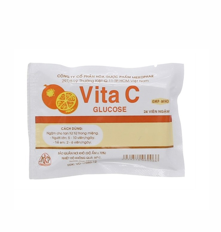 Viên kẹo ngậm vitamin C Mekophar - Vita C Glucose Meko [Túi 24 viên]