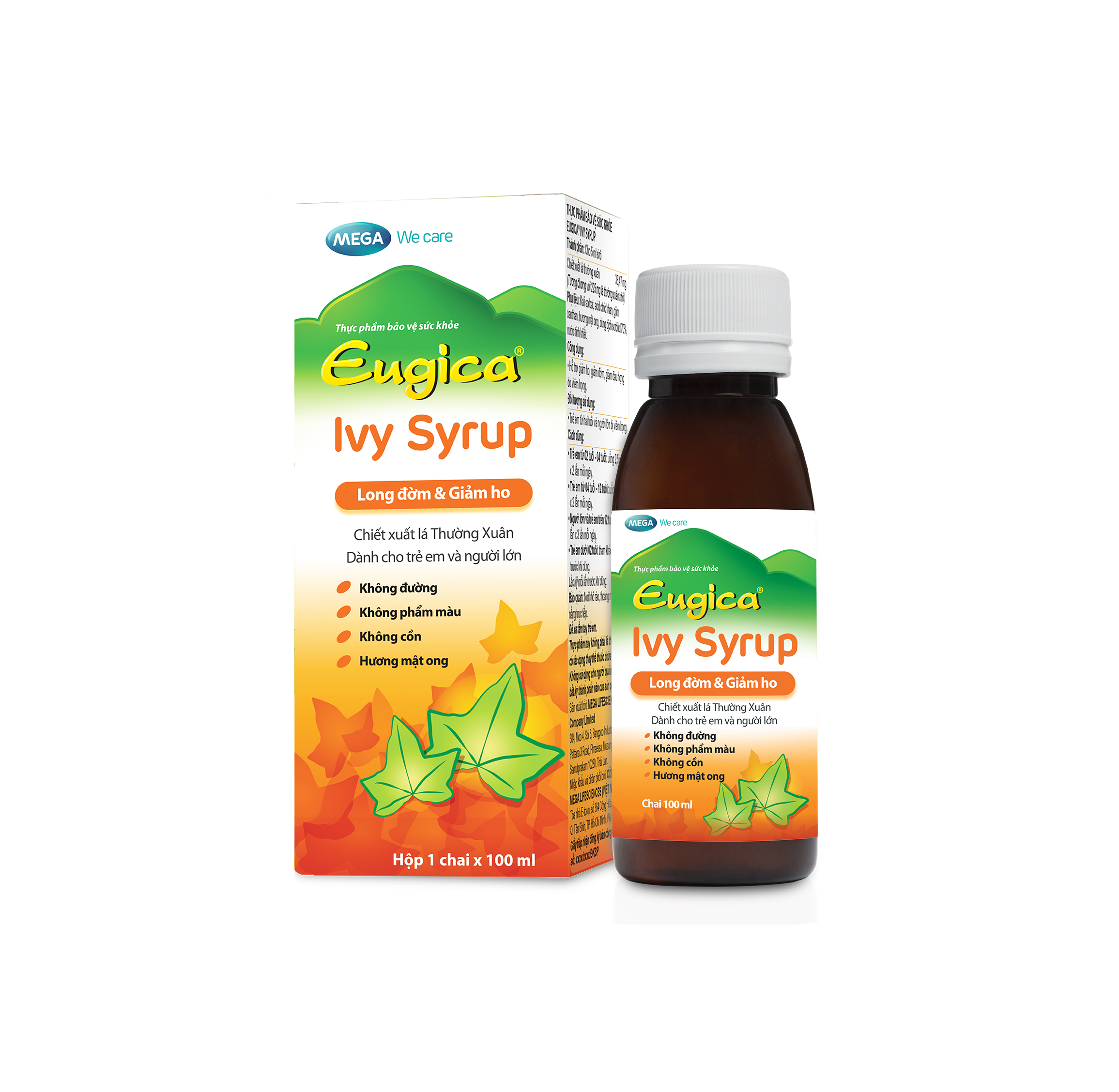 Siro Ho EUGICA IVY SYRUP (Chai 100ml) - Chiết xuất Cao Lá Thường Xuân [Prospan]
