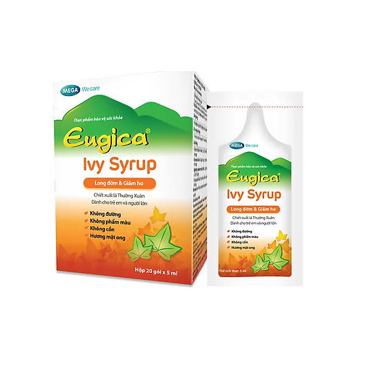 Siro Ho EUGICA IVY SYRUP (Hộp 20 gói x 5ml) - Chiết xuất Cao Lá Thường Xuân