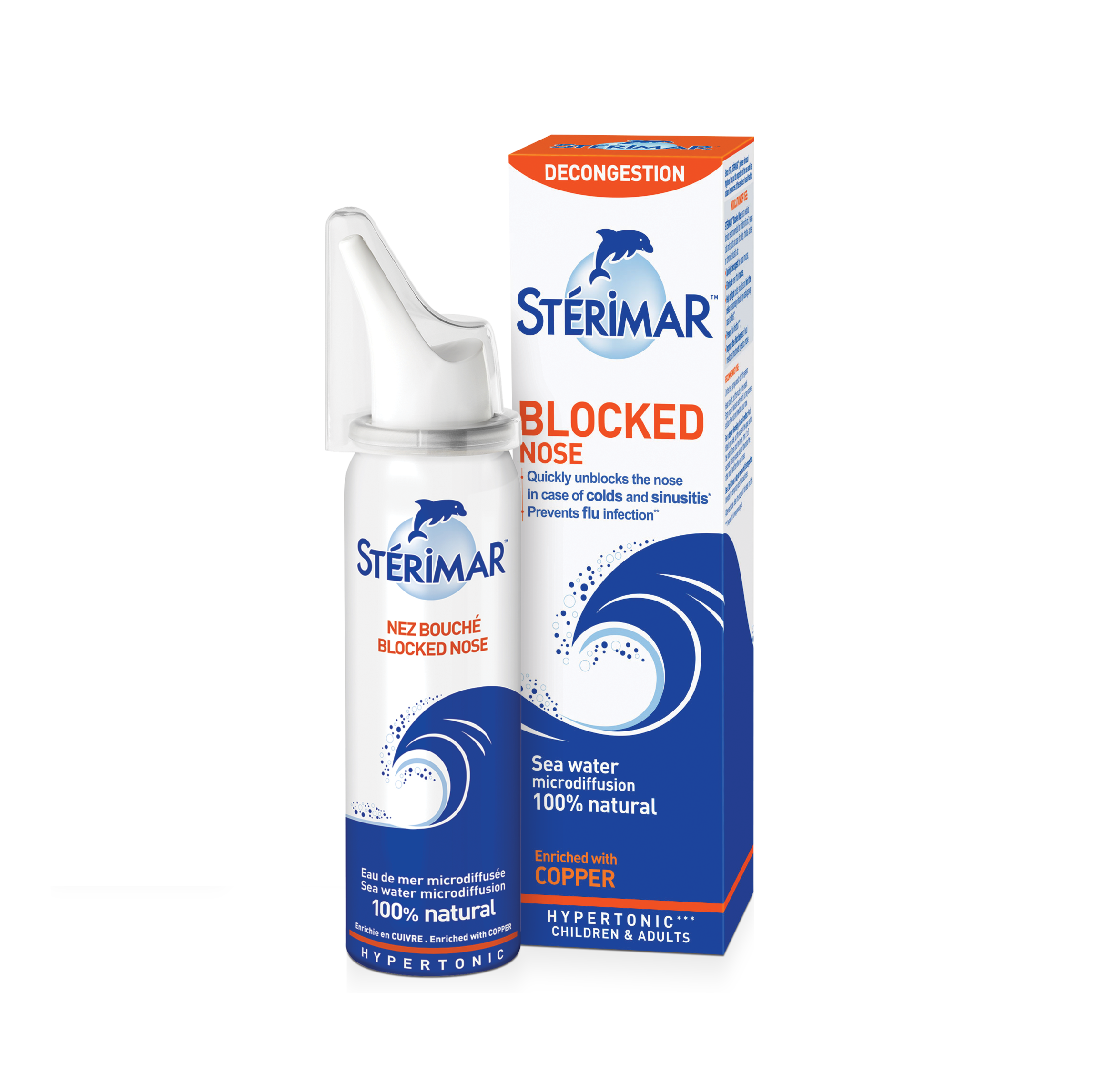 Sterimar Blocked Nose 50 ml - Dung dịch xịt mũi ưu trương giảm nghẹt mũi cho trẻ từ 3 tuổi và người lớn